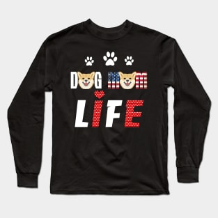 Shiba Inu Mom Life Patriotic America 4Th Of July Long Sleeve T-Shirt